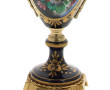 Grand vase en métal émaillé bleu de four