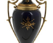 Grand vase en métal émaillé bleu de four