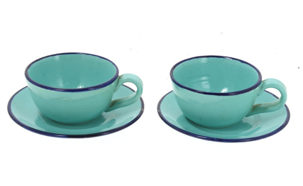 HENRIOT QUIMPER - Paire de tasses et sou