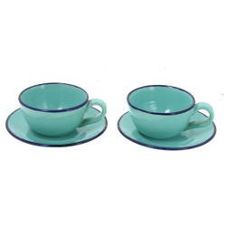 HENRIOT QUIMPER - Paire de tasses et sou
