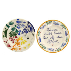 FAB QUIMPER - Lot de 2 assiettes en faïe
