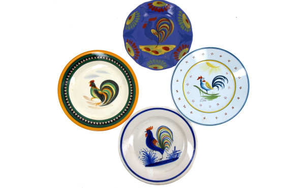 QUIMPER - COQS - Lot de 4 assiettes en f