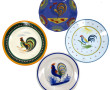 QUIMPER - COQS - Lot de 4 assiettes en f