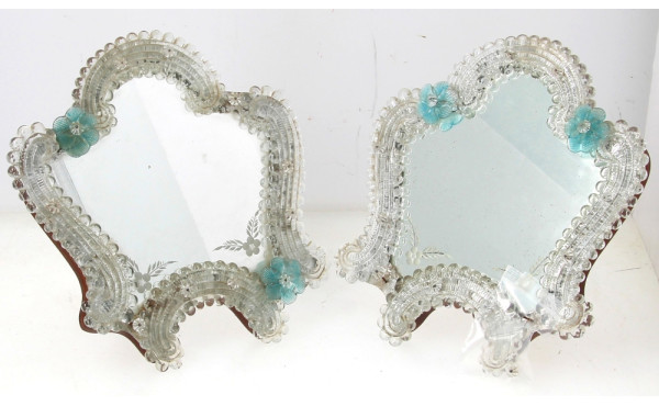 VENISE - Paire de petits miroirs en verr