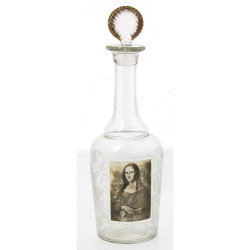 Carafe ancienne en verre à décor de la J