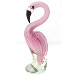 Flamant rose en verre filé, H 20,5 cm