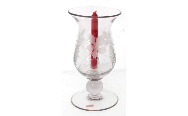 Photophore en verre gravé de pampres de 