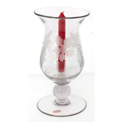 Photophore en verre gravé de pampres de 