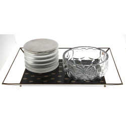 Plateau de service vintage en verre et m