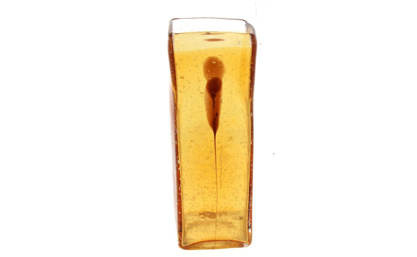 Vase à section carrée en verre bullé cou
