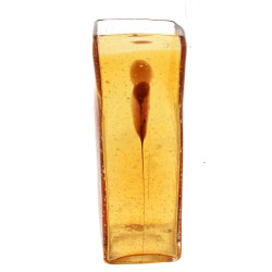 Vase à section carrée en verre bullé cou