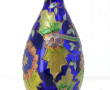 Vase en verre bleu à décor émaillé de fl