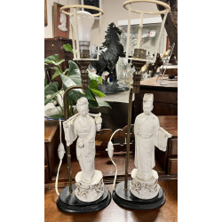 CHINE - Deux pieds de lampe composés d'u