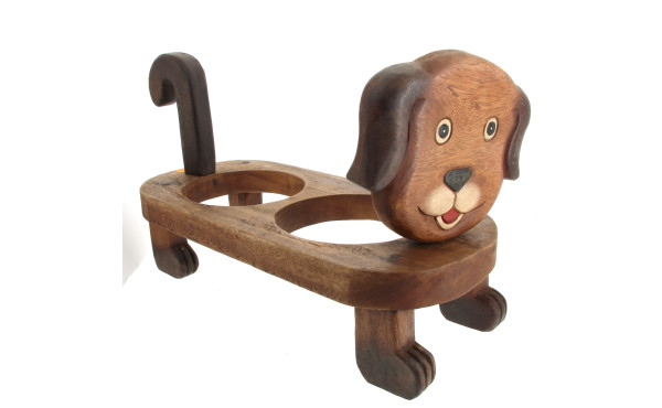 Porte-gamelles pour chien en bois sculpt