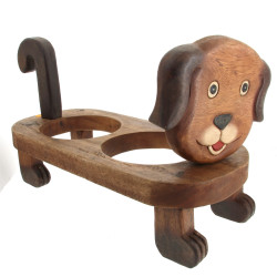 Porte-gamelles pour chien en bois sculpt