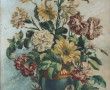 "Vase fleuri", gravure ancienne, rehauss