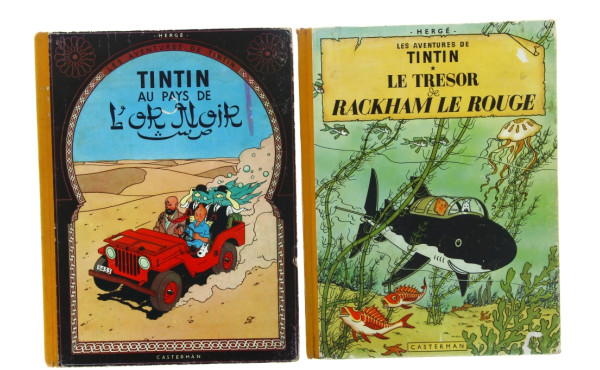 TINTIN - Lot de 2 BD anciennes à dos jau