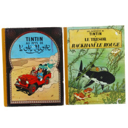 TINTIN - Lot de 2 BD anciennes à dos jau