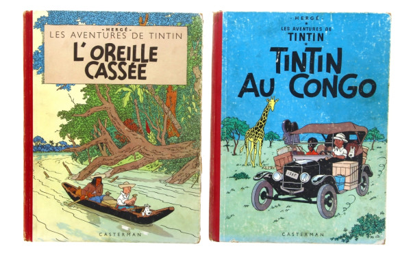TINTIN - Lot de 2 BD anciennes à dos rou
