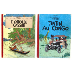 TINTIN - Lot de 2 BD anciennes à dos rou