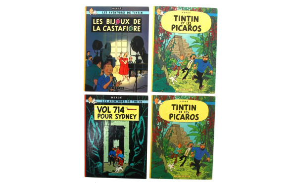 TINTIN - 4 BD des années 1975 (dos brun)