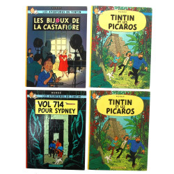 TINTIN - 4 BD des années 1975 (dos brun)