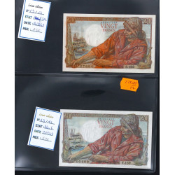 Lot de 2 billets 20 fr 1947 et 1948 avec