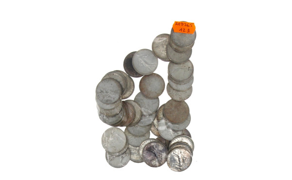Lot de 48 pièces de 5 F argent Xxème