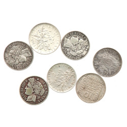 7 monnaies argent XIXe Xxe (2 fr NIII186
