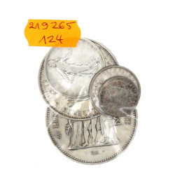 Lot de 5 pièces en argent : une 50 F : u