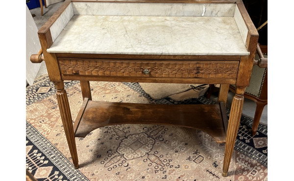 Table de toilette à plateau marbre blanc