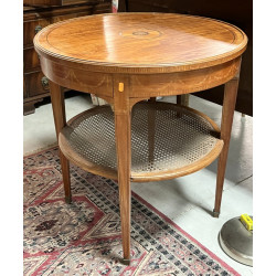 Table ronde en marqueterie, plateau d'en