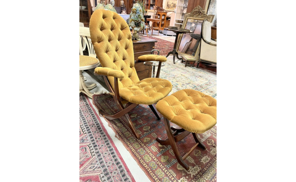 Fauteuil pliant anglais, velours capiton