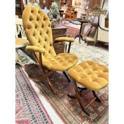 Fauteuil pliant anglais, velours capiton