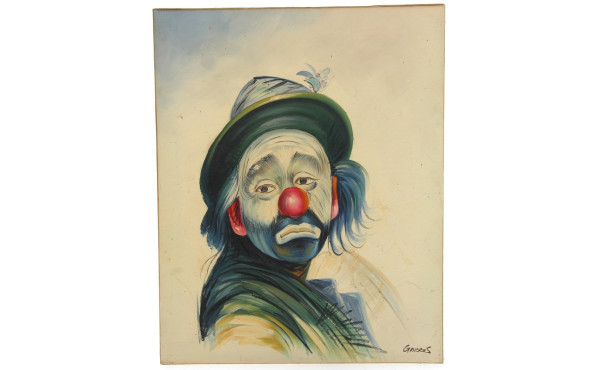 GARROS (Xxe) "Portrait de clown" huile s