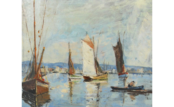 Ecole Bretonne Xxème "Marine", huile sur