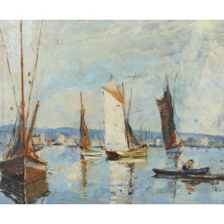 Ecole Bretonne Xxème "Marine", huile sur