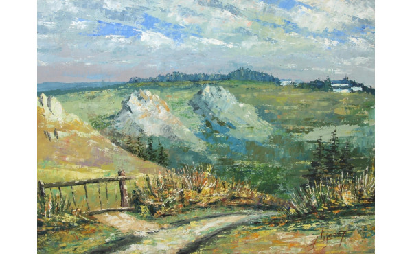 Ecole Xxème "Paysage de montagne", huile