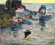 Ecole Slave Xxème "Côte rocheuse", huile