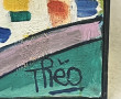 THEO (Xxème) "Paysage aux cyprès", huile