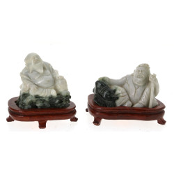 CHINE Xxème - Deux bouddhas en racine de