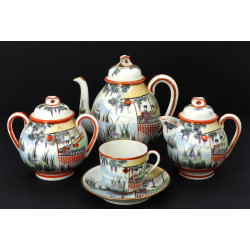 JAPON - Service à thé en porcelaine à dé