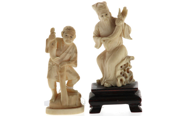 Chine Xxème - Deux statuettes "Sage" et 