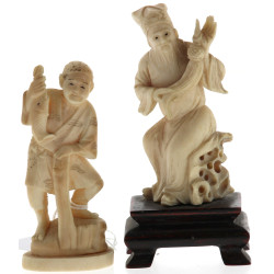 Chine Xxème - Deux statuettes "Sage" et 