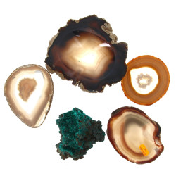 Lot de 4 coupes d'agate dont une formant