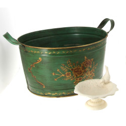 Grand pot jardinière à anses en tôle ver