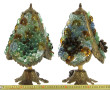 Paire de lampes en bronze doré et verre 