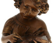 "Jeune liseuse", plâtre patiné, H 33 cm
