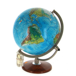 Globe terrestre éclairant base en bois,