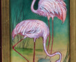 LIMOGES - "Flamants roses", plaque en ém
